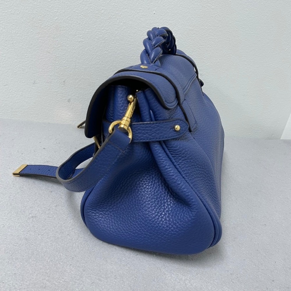 Mulberry Alexa Satchel Bag Blue Pebbled Leather Gold Hardware Dust Bag Excellent - Picture 4 of 11